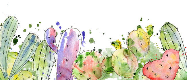 Fotomural dibujo infantil acuarela cactus moderno