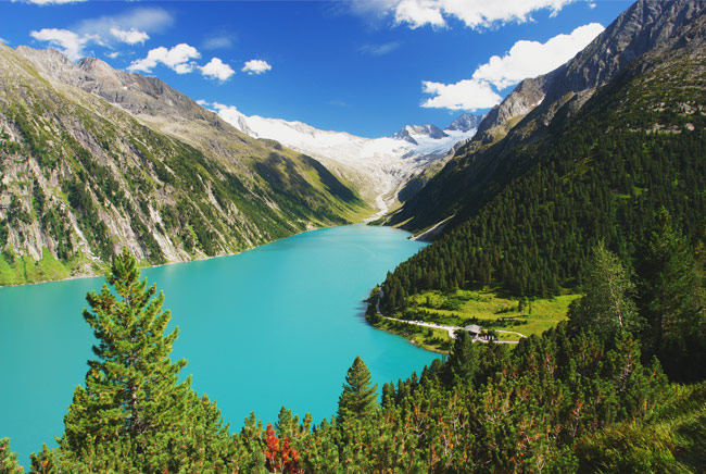 Fotomural paisaje lago zillertal austria