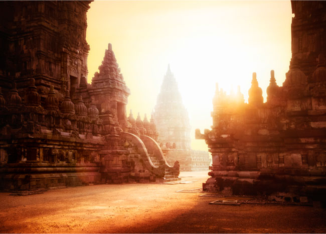 Fotomural amanecer templo prambanan indonesia