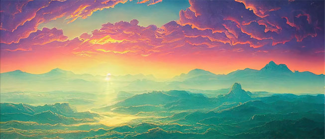 Fotomural o papel pintado amanecer nubes y montañas