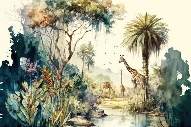 Fotomural o papel pintado paisaje en selva tropical