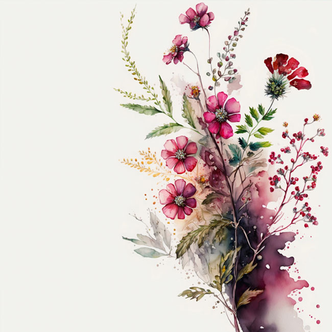 Fotomural o papel pintado dibujo  flores elegantes en acuarela