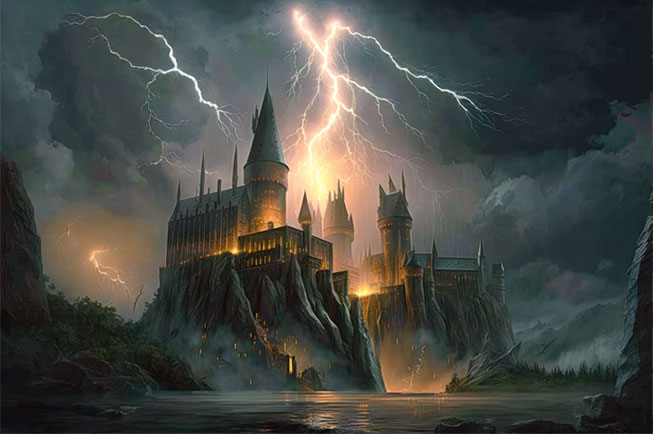 Fotomural ilustración castillo tenebroso