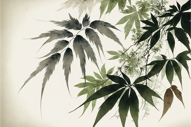 Fotomural o papel pintado dibujo hojas plantas detalle