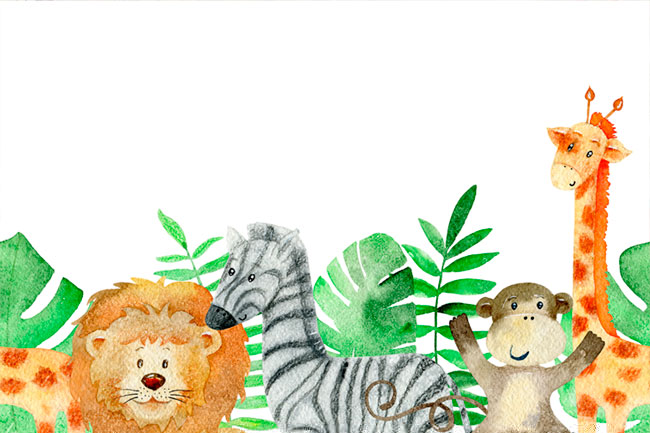 Fotomural o papel pintado infantil acuarela animales amigos