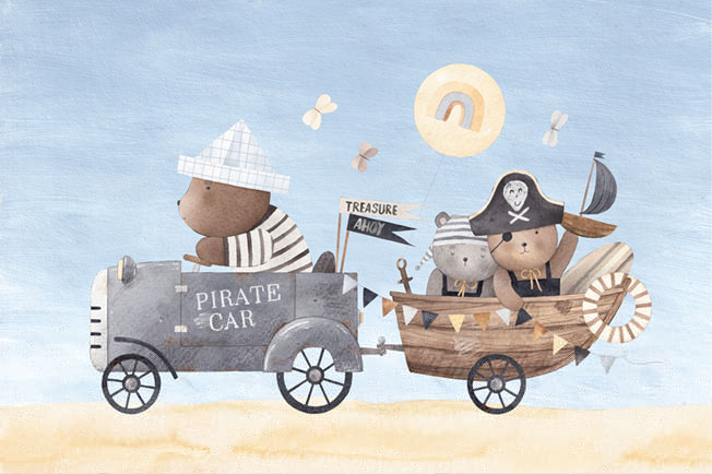 Fotomural o papel pintado infantil osos piratas