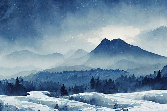 Fotomural o papel pintado paisaje bosque nevado