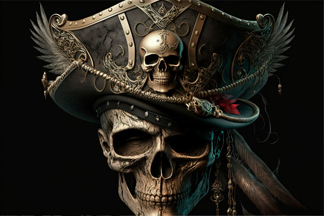 Fotomural juvenil calavera piratas caribe