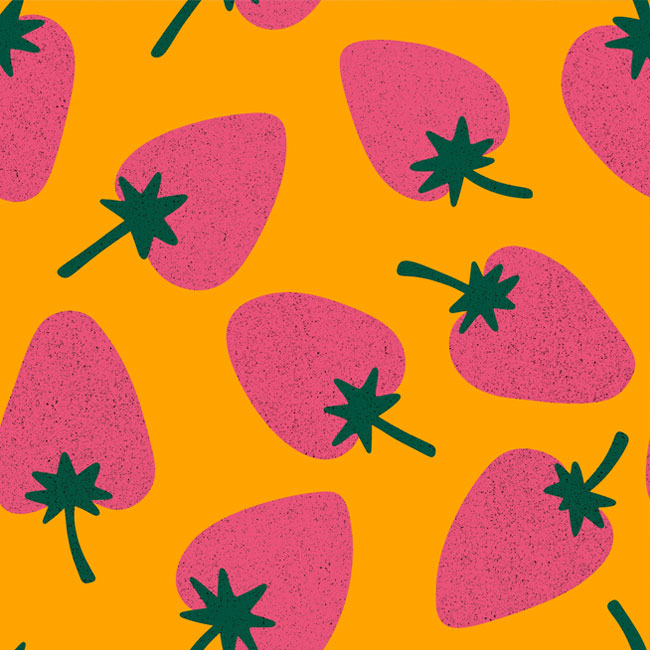 Fotomural o papel pintado dibujos fresas estilo pop