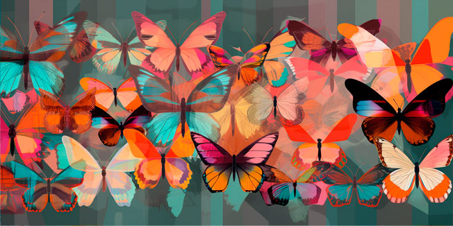 Fotomural ilustración juvenil mariposas moderna colorida
