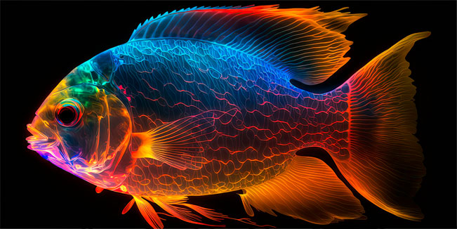 Fotomural o papel pintado ilustración pez goldfish