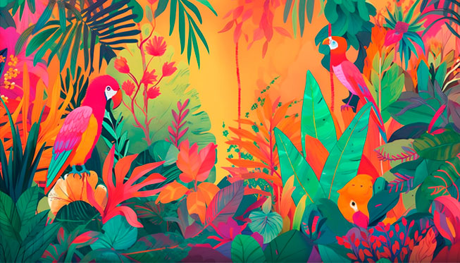 Fotomural o papel pintado iselva tropical y guamayos
