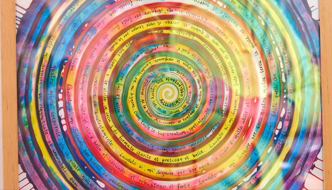Fotomural o papel pintado acuarela mandala oración colorido