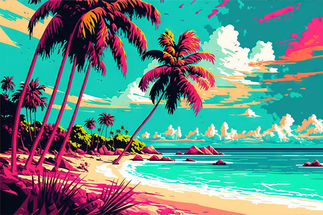 Fotomural o papel pintado paisaje juvenil playa tropical
