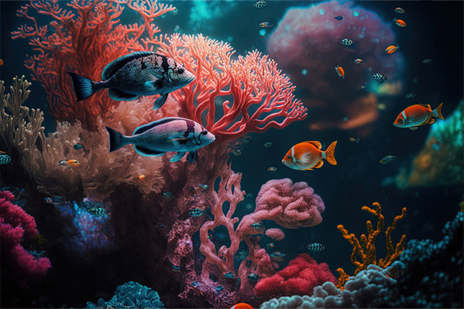Fotomural o papel pintado paisaje vida submarina