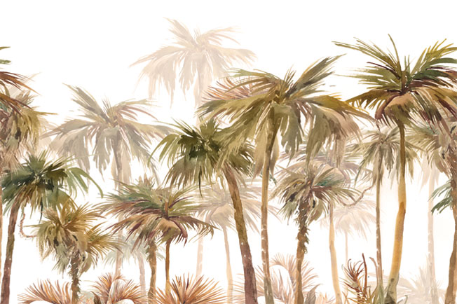 Fotomural o papel pintado acuarela paisaje palmeras
