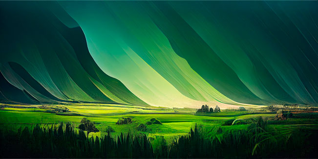 Fotomural o papel pintado pintura paisaje con efecto en el cielo