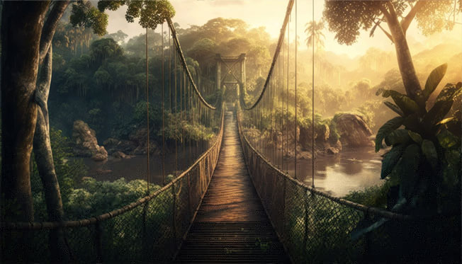 Fotomural o papel pintado puente en la jungla