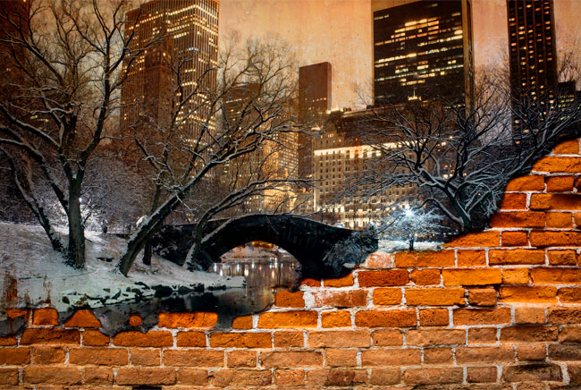 Fotomural o papel pintado central park nueva york efecto pared rota