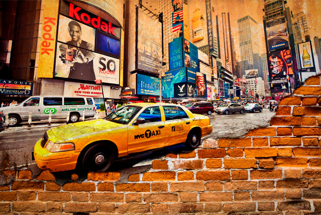 Fotomural o papel pintado nueva york efecto pared rota web