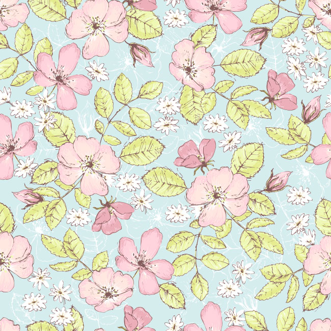 Fotomural o papel pintado patrón de flores para decorar