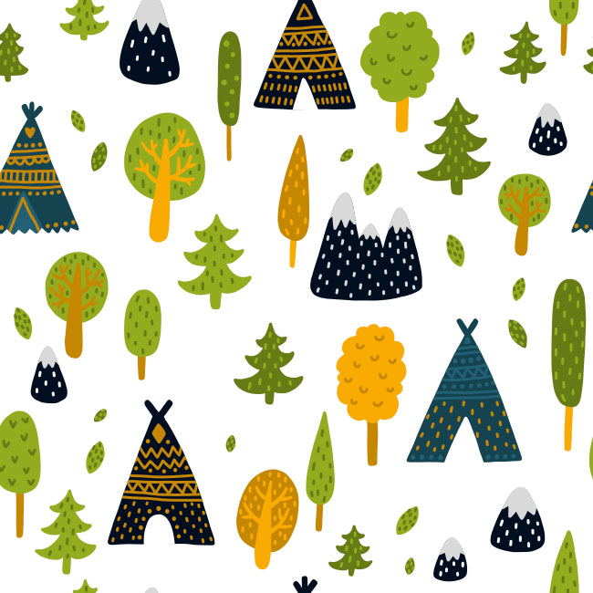 Fotomurales de vinilos árboles y tiendas tipi