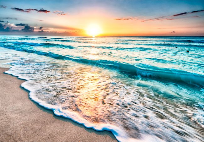 Fotomural atardecer en playa paradisíaca