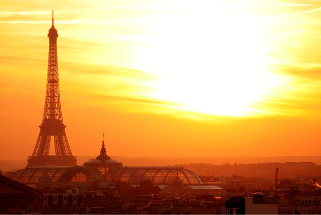 Fotomurales de vinilos atardecer en parís torre eiffel