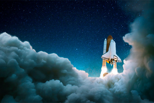 Fotomural juvenil despegue cohete espacial