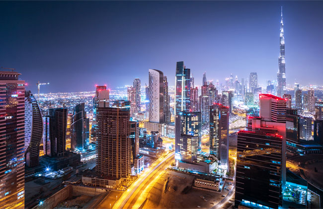 Fotomurales de vinilos edificios noche en dubai