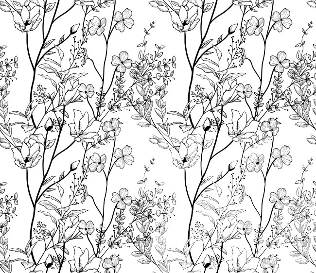 Fotomural o papel pintado ilustración vintage flores