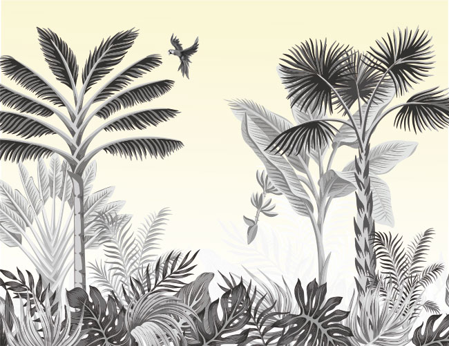 Fotomural o papel pintado selva tropical y guacamayo