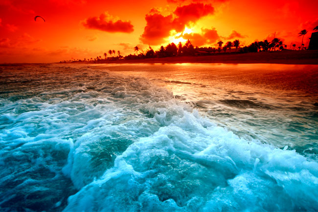 Fotomural atardecer colorido en la playa