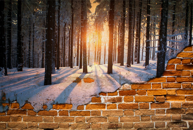 Fotomural paisaje invierno al atardecer