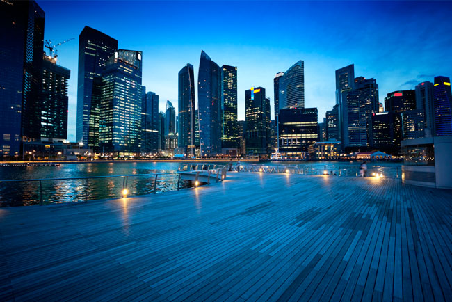 Fotomural o papel pintado singapur ciudad de noche