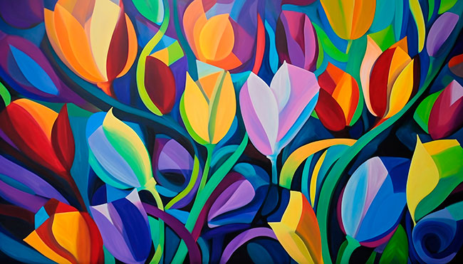 Fotomural dibujo tulipanes coloridos