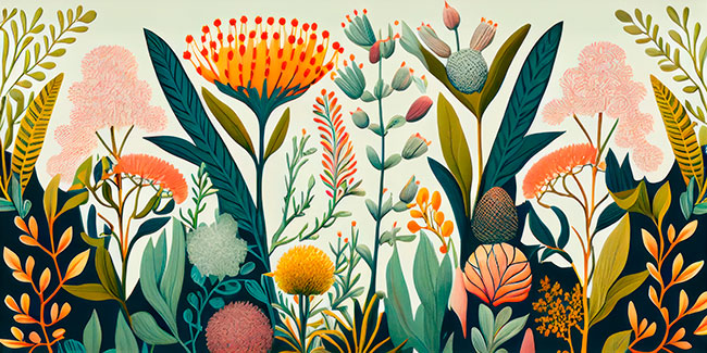 Fotomural dibujo flores silvestres