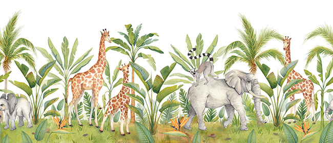 Fotomural ilustracion infantil selva animales