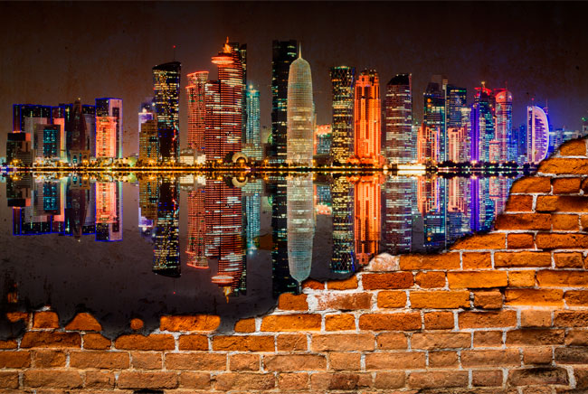 Fotomural ciudad de doha catar efecto pared rota