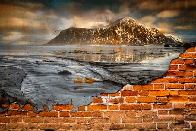 Fotomurales paisaje islas lofoten pared rota