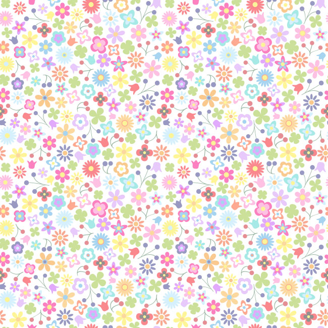 Fotomurales infantiles patrón de flores de colores