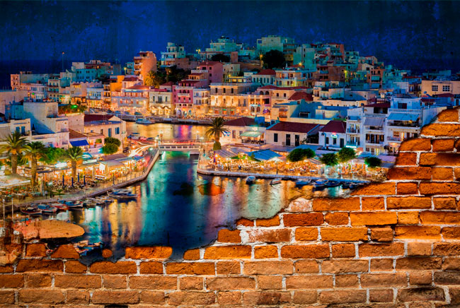 Fotomural o papel pintado grecia isla de creta efecto pared rota