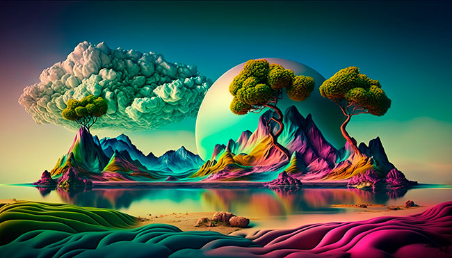 Fotomural o papel pintado paisaje montaña ilustrado