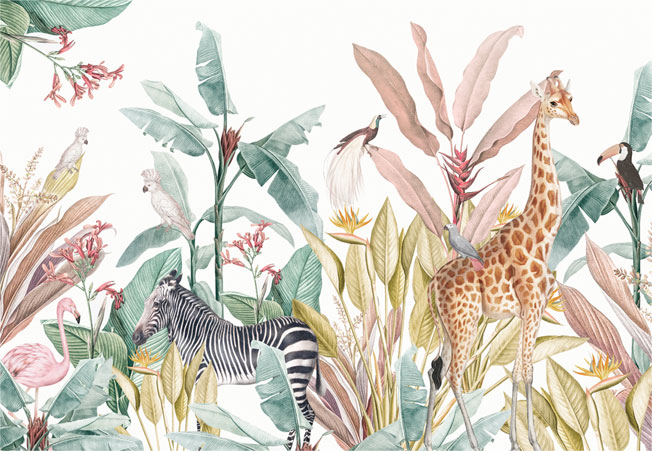 Papel pintado o fotomural animales naturaleza acuarela