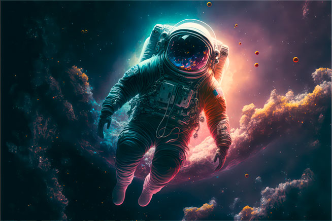 Papel pintado o fotomural astronauta flotando en el espacio