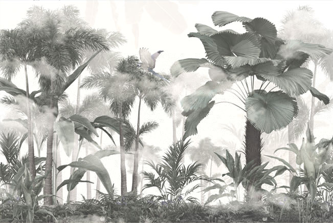 Papel pintado o fotomural acuarela bosque tropical