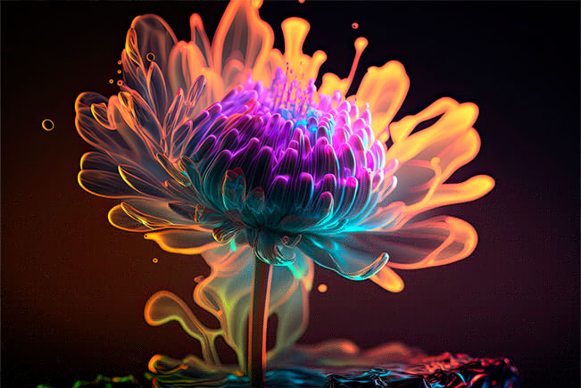 Papel pintado o fotomural flor colorida efecto 3d