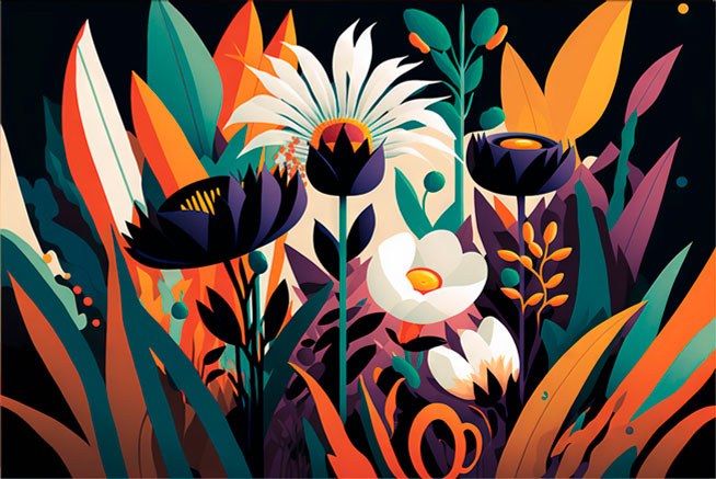 Papel pintado o fotomural dibujo flores y plantas