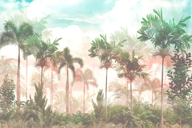 Papel pintado o fotomural dibujo selva tropical