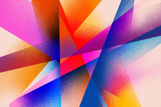 Papel pintado o fotomural geométrico colorido con texturas